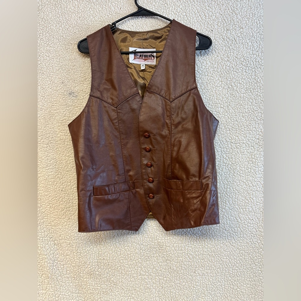 Brown Leather Vest for Men